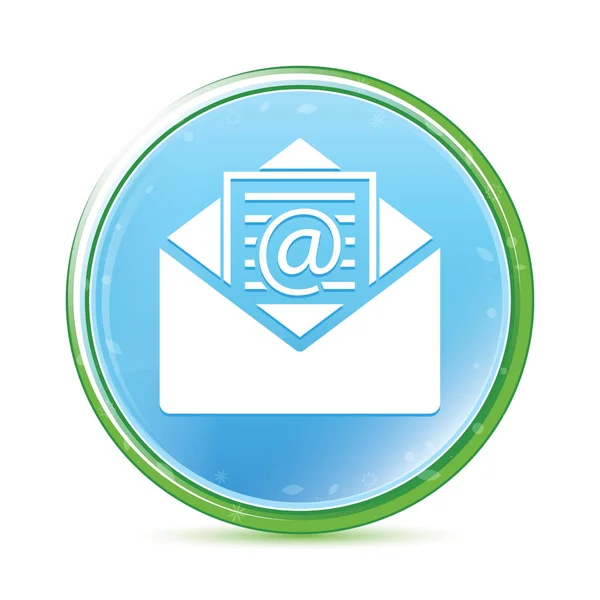 Newsletter email icon natural aqua cyan blue round button — Stock Photo, Image