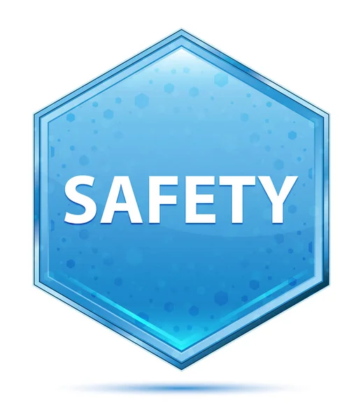 Cristal de segurança botão hexágono azul — Fotografia de Stock