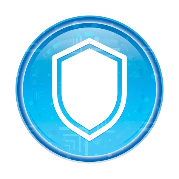 Icono escudo floral azul botón redondo — Foto de Stock
