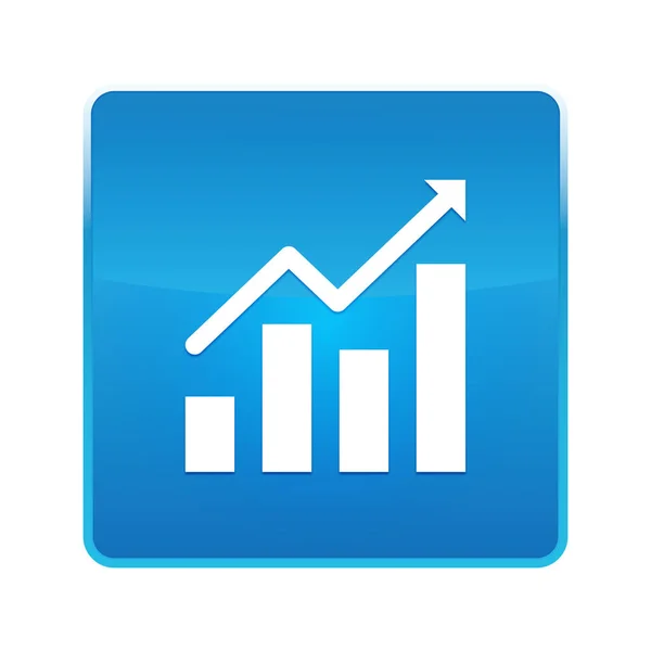 Pictogram glanzende blauwe vierkante knop Statistieken — Stockfoto
