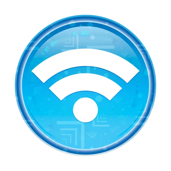 Εικονίδιο WiFi φλοράλ μπλε στρογγυλό κουμπί — Φωτογραφία Αρχείου