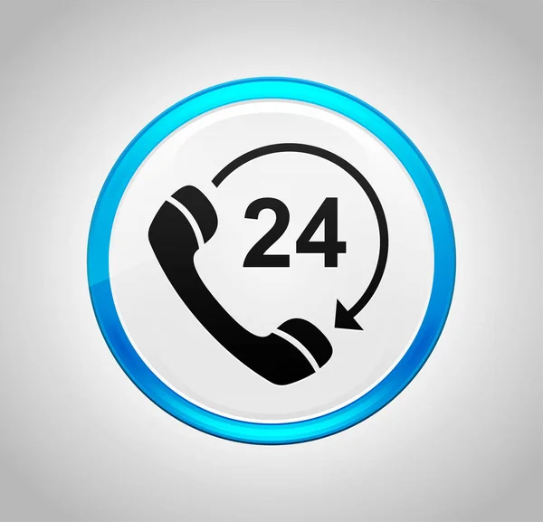 24 hours open phone rotate arrow icon round blue push button — Stock Photo, Image