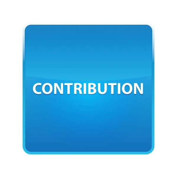 Contribuição brilhante botão quadrado azul — Fotografia de Stock