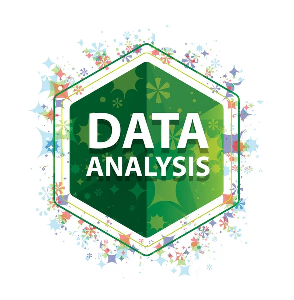 Tombol heksagon hijau untuk tanaman analisis data — Stok Foto