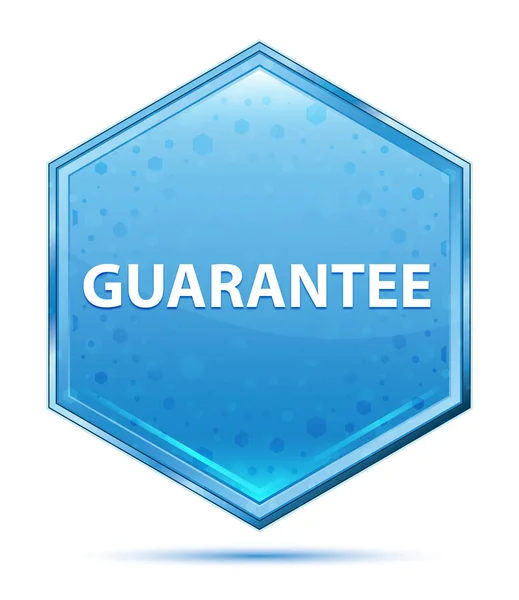 Guarantee crystal blue hexagon button — Stock Photo, Image