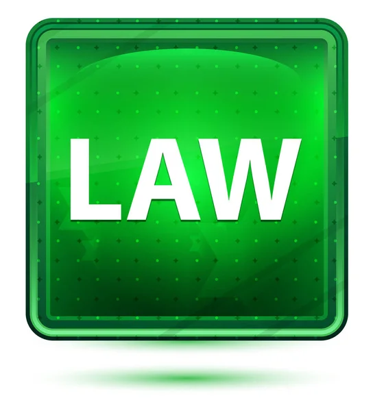 Zákon neonové lehké zelené čtvercové tlačítko — Stock fotografie