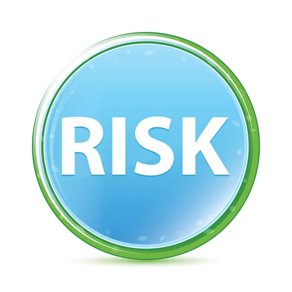 Risk natural aqua cyan blue round button — Stock Photo, Image