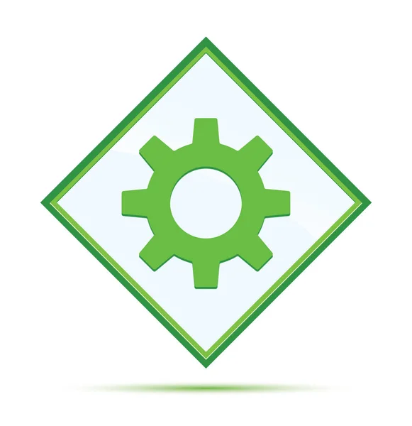 Configuración icono moderno abstracto botón de diamante verde — Foto de Stock
