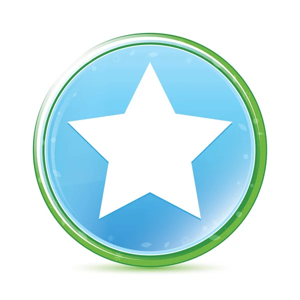 Star icon natural aqua cyan blue round button — 图库照片