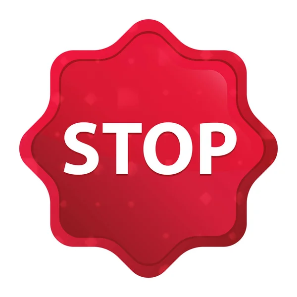 Stop misty rose red starburst sticker button — Stock Photo, Image