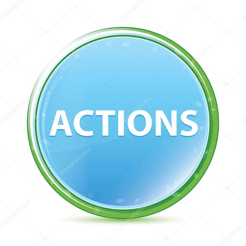 Actions natural aqua cyan blue round button