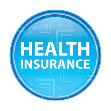 Sağlık sigortası çiçek mavi yuvarlak düğme