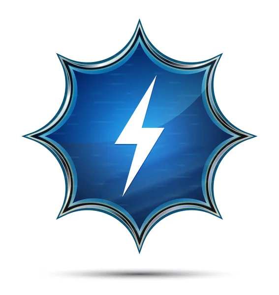 Elektromos ikon mágikus üveges Sunburst kék gomb — Stock Fotó