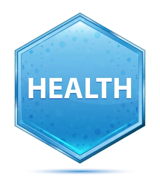 Health crystal blue hexagon button — Stock Photo, Image