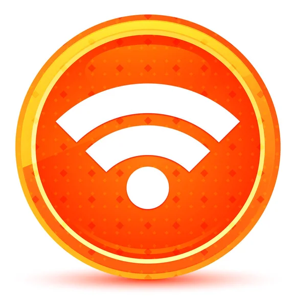 Ikon Wifi tombol bulat oranye alami — Stok Foto