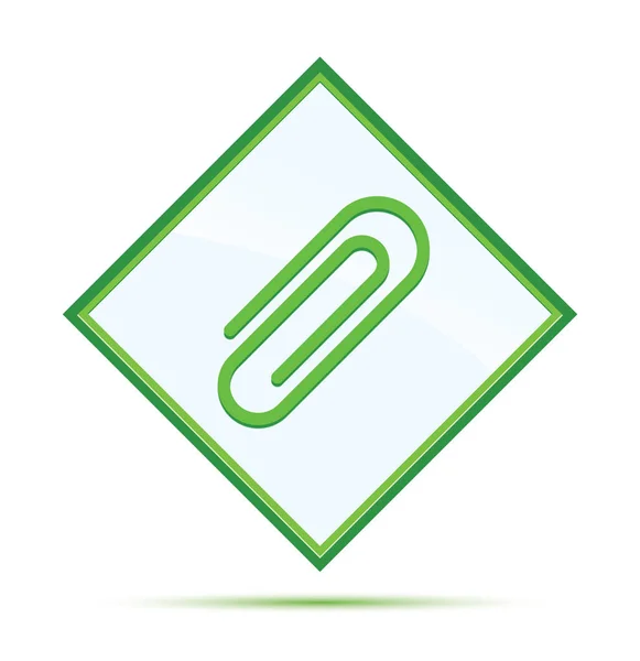 Paper clip icon moderne abstract groene diamant knop — Stockfoto