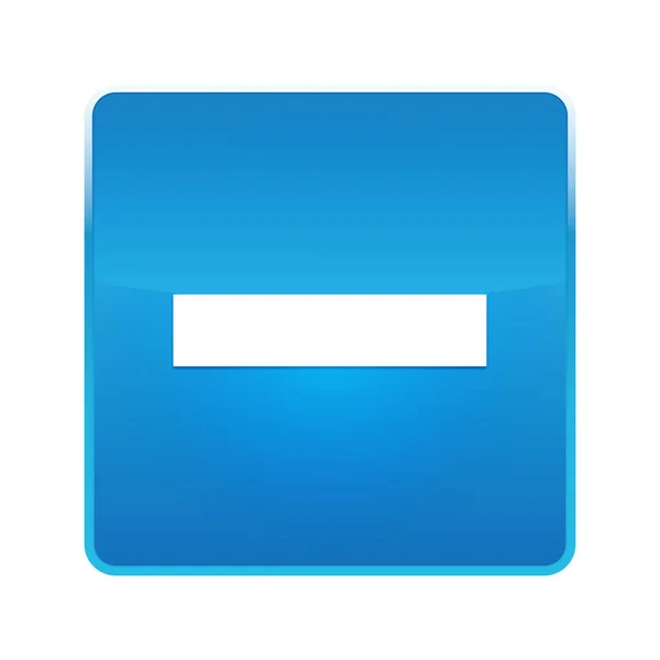 마이너스 아이콘 빛나는 파란색 사각형 버튼 — 스톡 사진