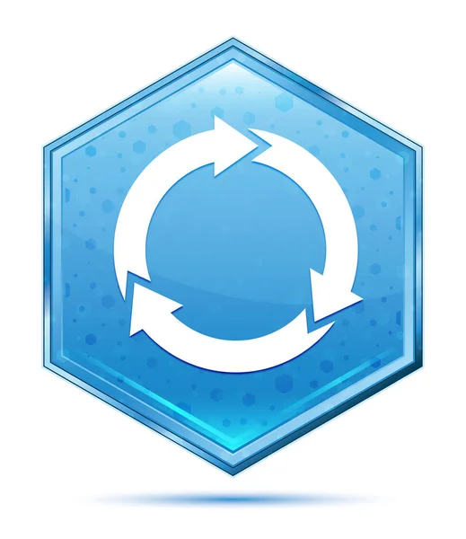 Иконка обновления - синяя шестиугольная кнопка — стоковое фото