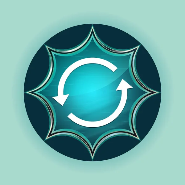 Actualizar icono de flecha mágico vidrio sunburst azul botón cielo azul b —  Fotos de Stock