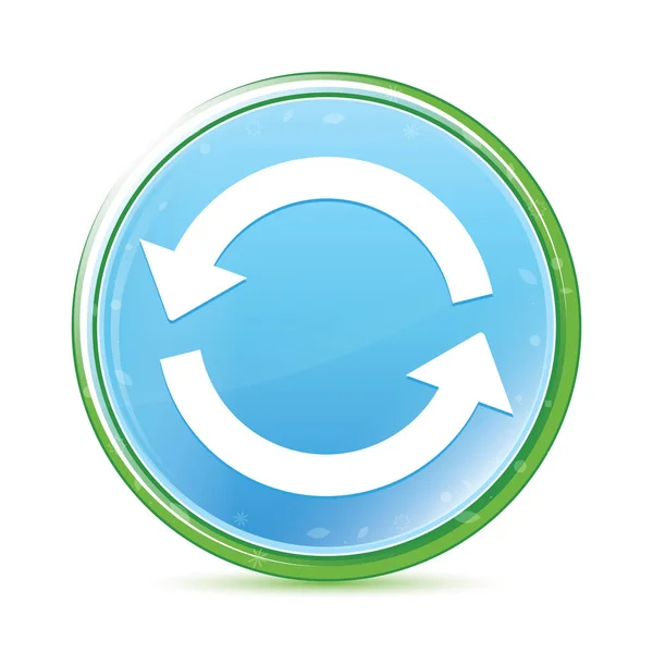 Update icoon natuurlijke Aqua cyaan blauwe ronde knop — Stockfoto