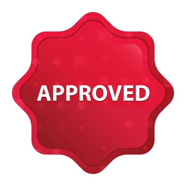 Approved misty rose red starburst sticker button — Stock Photo, Image