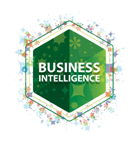 Business Intelligence floral plantas padrão verde hexágono botão — Fotografia de Stock