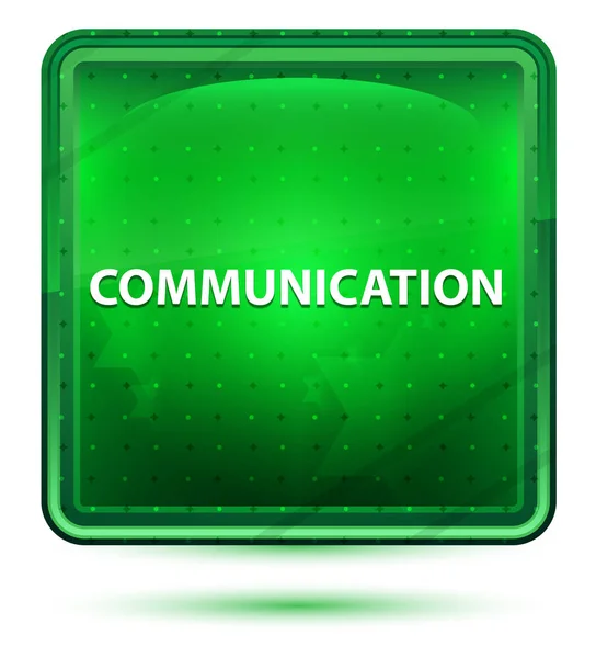 Communicatie neon licht groen vierkante knop — Stockfoto