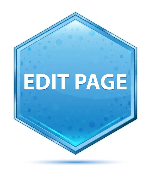 Editar Página botón hexágono azul cristal — Foto de Stock