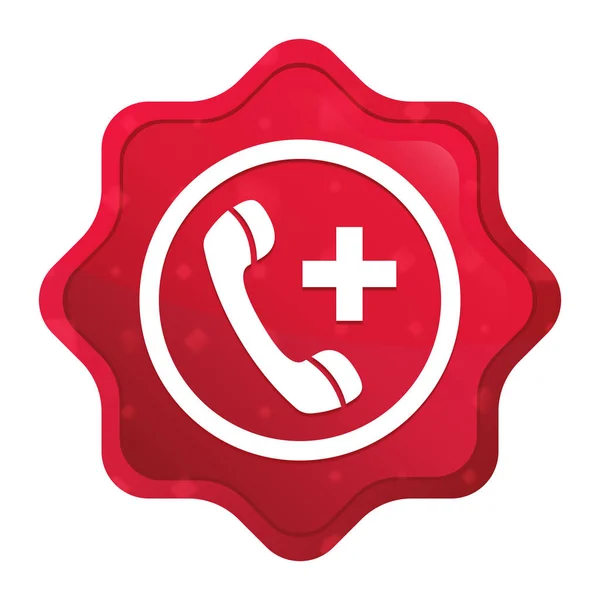 Emergency Call icon Misty Rose Rode Starburst sticker knop — Stockfoto