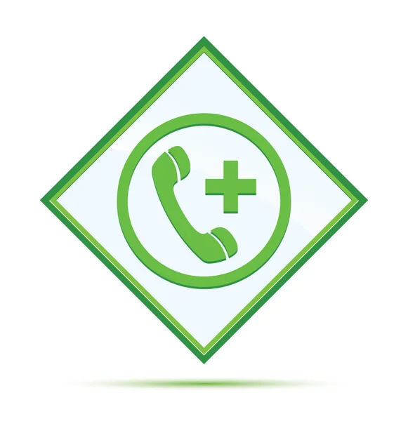 Εικονίδιο κλήσης έκτακτης ανάγκης σύγχρονο αφηρημένο πράσινο διαμάντι κουμπί — Φωτογραφία Αρχείου