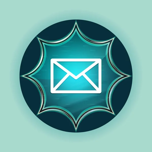 Email icon magical glassy sunburst blue button sky blue backgrou — Stock Photo, Image