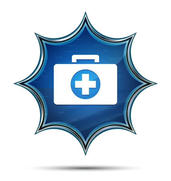 First aid kit icon magical glassy sunburst blue button — Stock Photo, Image