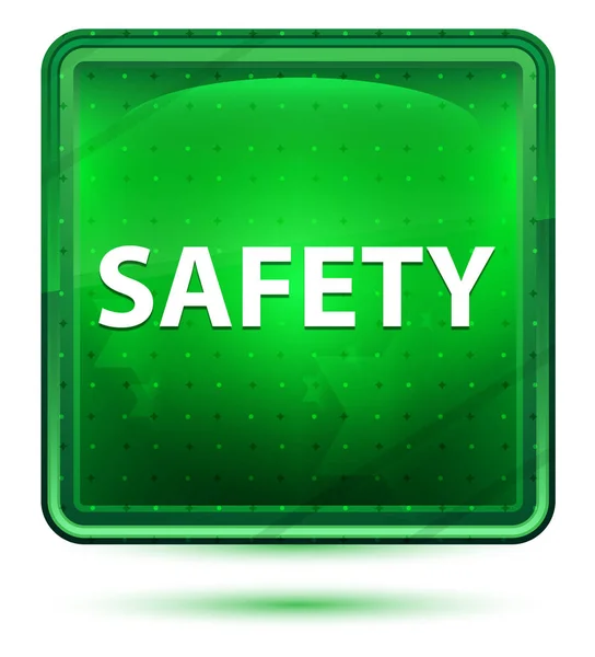 Safety Neon Light Green Square Button — Stock Photo, Image