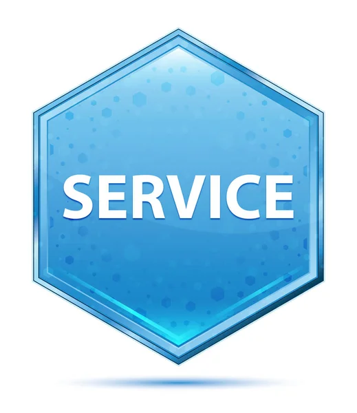 Service kristall blå Hexagon-knapp — Stockfoto