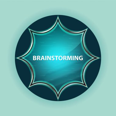 Sihirli camsı mavi düğme gökyüzü mavi arka beyin fırtınası