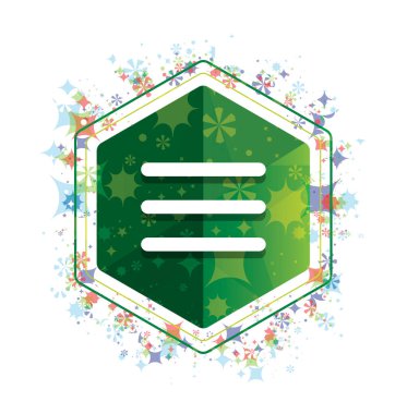 Hamburger menü çubuğu simgesi çiçek bitkiler desen yeşil altıgen popo