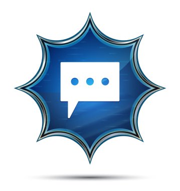 Yorum simgesi büyülü camsı güneş patlaması mavi düğmesi