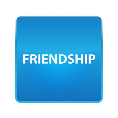Dostluk parlak mavi kare düğmesi
