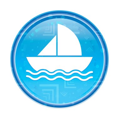 Yelkenli simge çiçek mavi yuvarlak düğme