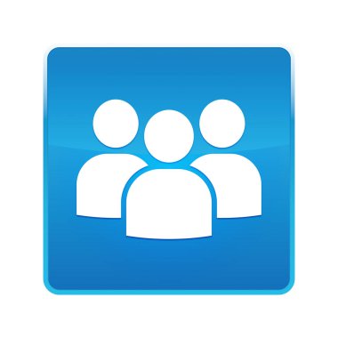 Kullanıcı grubu simgesi parlak mavi kare düğmesi