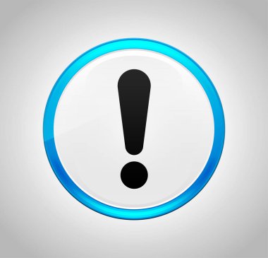 Ünlem işareti simgesi yuvarlak mavi basma düğmesi