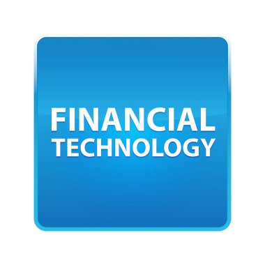 Finansal teknoloji parlak mavi kare düğmesi
