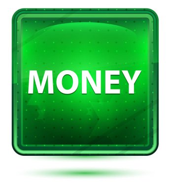 Para Neon ışık yeşil kare düğmesi