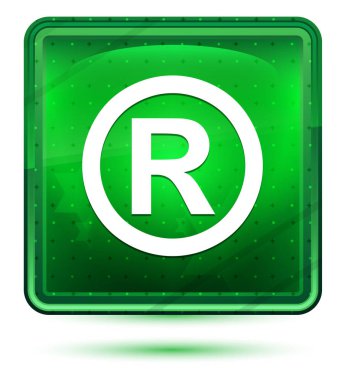 Kayıtlı sembol simge Neon açık yeşil ışık