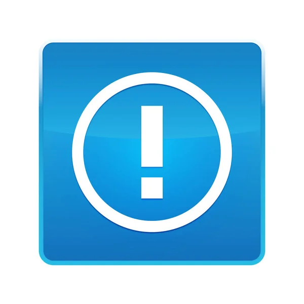 Ünlem işareti simgesi parlak mavi kare düğme — Stok fotoğraf