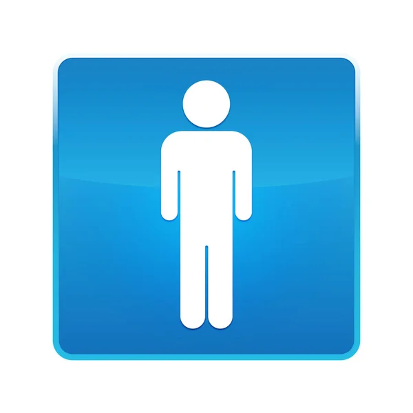 Homem ícone azul brilhante botão quadrado — Fotografia de Stock