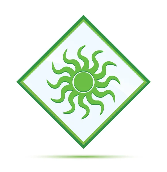 Иконка солнца современная абстрактная зеленая алмазная кнопка — стоковое фото