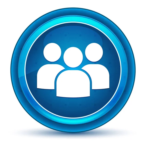 Grupo de usuários ícone globo ocular azul botão redondo — Fotografia de Stock
