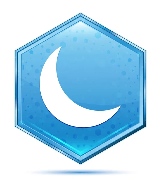 Crescent half moon icon crystal blue hexagon button — Stock Photo, Image