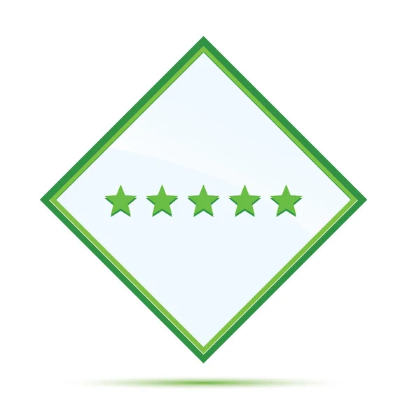 Vijf sterren rating icon moderne abstract groene diamant knop — Stockfoto